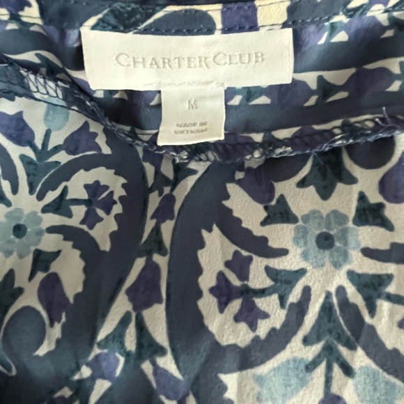 Charter Club Navy and White Floral Top - Picture 4 of 4